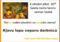 Radošā darbnīca saieta namā 4.oktobrī
